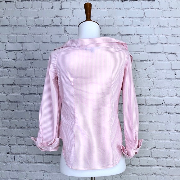 Romeo & Juliet Couture Pink Striped OTS Top - Picture 4 of 5